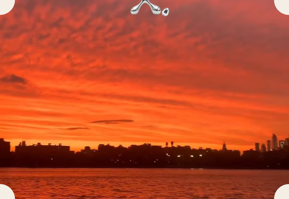 Sunset over the East River, New York